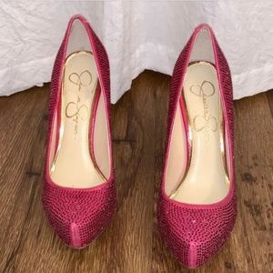 Pink platform rhinestone/crystal/studded heels